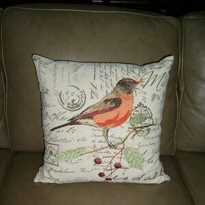Bird Themed Attractive Throw Pillow, 16 x 16"